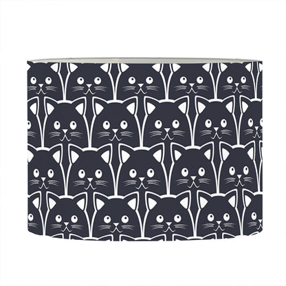 Cute Black Cat Pattern Print Drum Lamp Shade