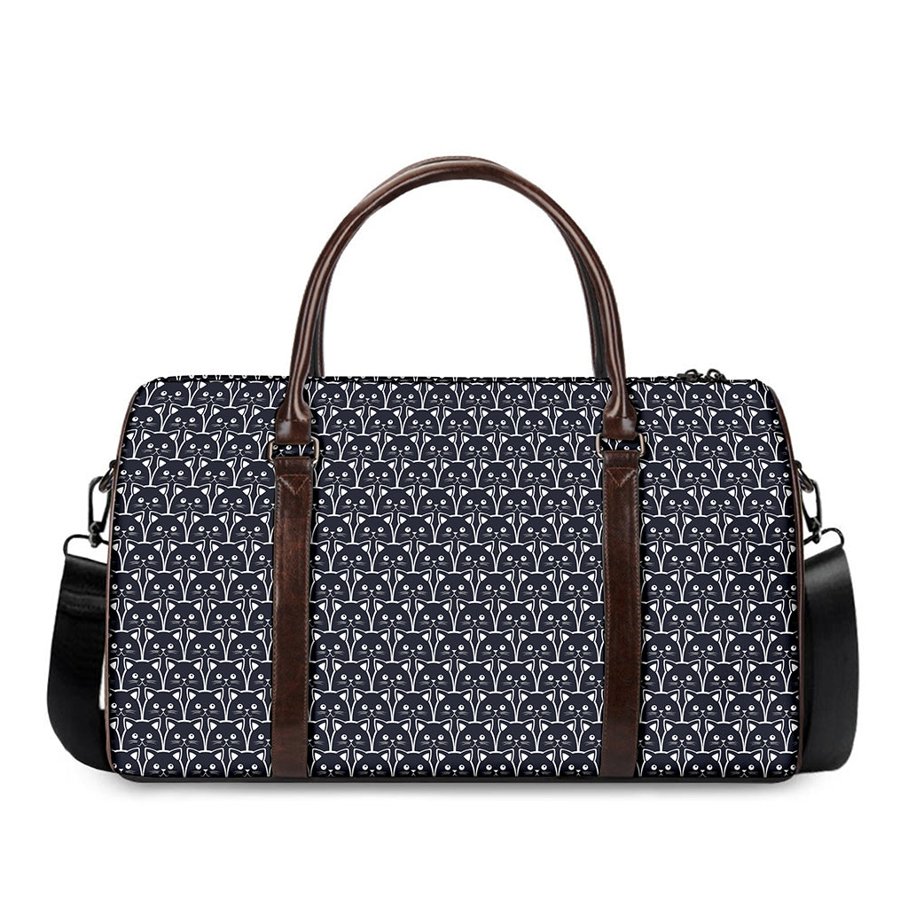 Cute Black Cat Pattern Print Duffle Bag