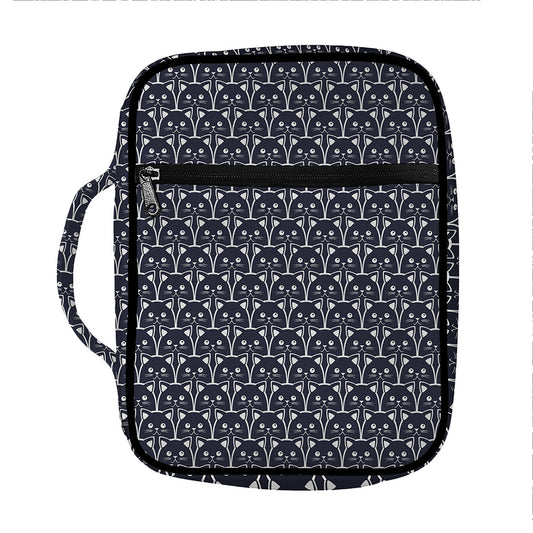 Cute Black Cat Pattern Print Front Pocket Bible Bag