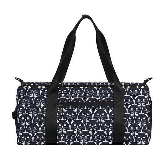 Cute Black Cat Pattern Print Gym Bag