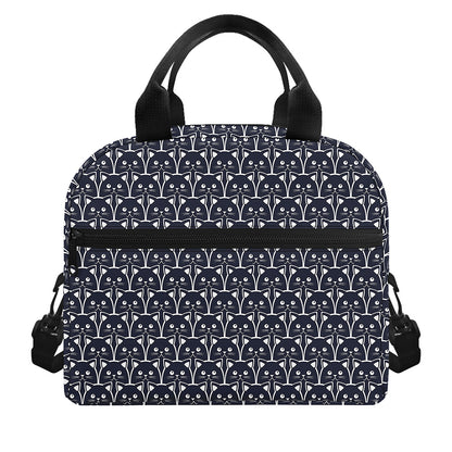 Cute Black Cat Pattern Print Insulated Lunch Bag