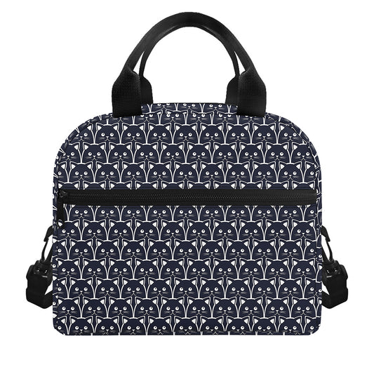 Cute Black Cat Pattern Print Insulated Lunch Bag