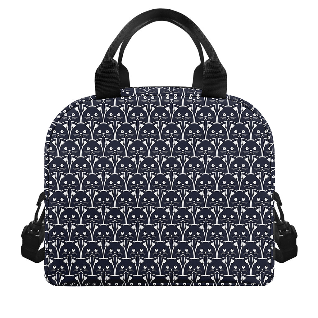 Cute Black Cat Pattern Print Insulated Lunch Bag