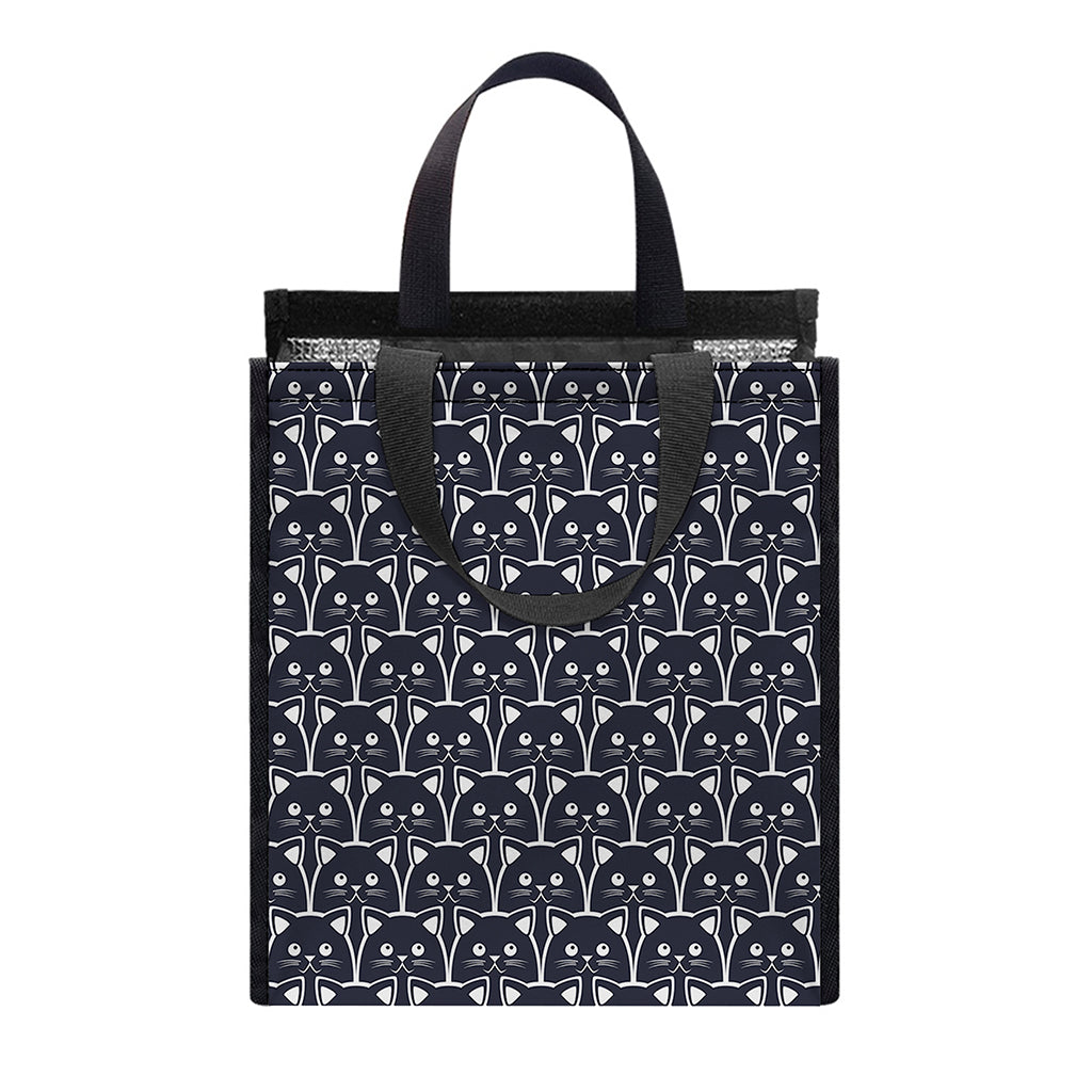 Cute Black Cat Pattern Print Insulated Lunch Tote