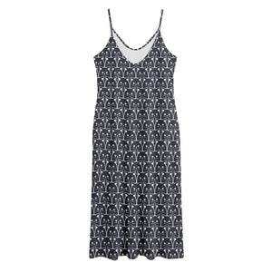 Cute Black Cat Pattern Print Jersey Midi Cami Dress