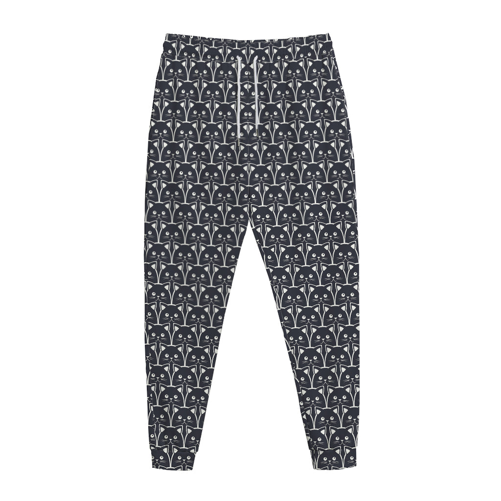 Cute Black Cat Pattern Print Jogger Pants