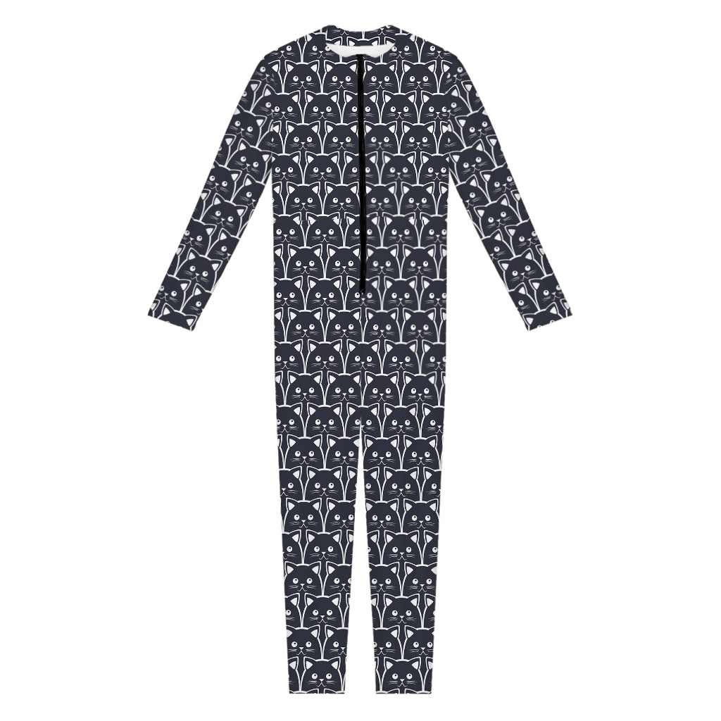 Cute Black Cat Pattern Print Jumpsuit