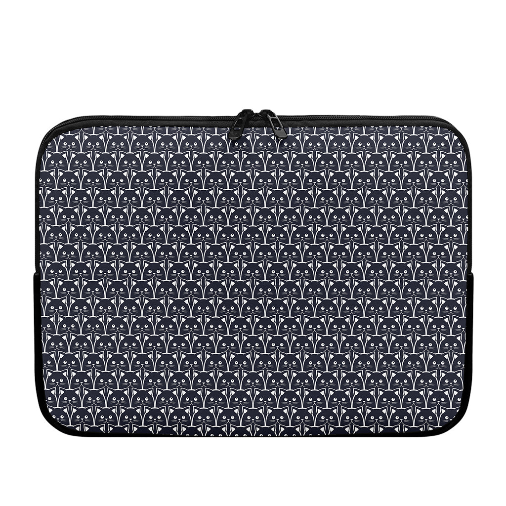 Cute Black Cat Pattern Print Laptop Sleeve
