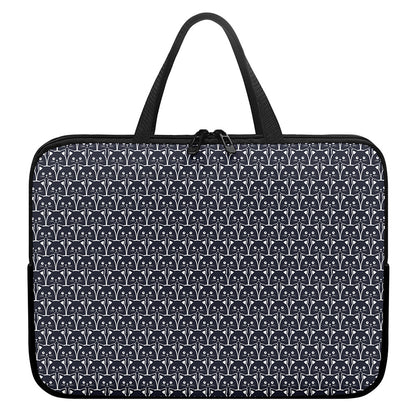 Cute Black Cat Pattern Print Laptop Sleeve With Handle