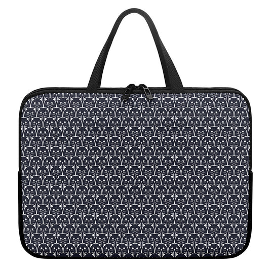 Cute Black Cat Pattern Print Laptop Sleeve With Handle