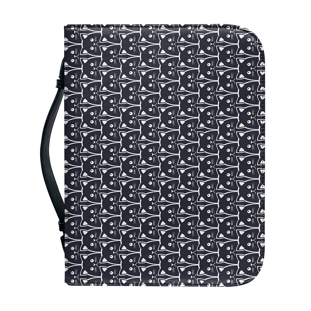 Cute Black Cat Pattern Print Leather Bible Cover