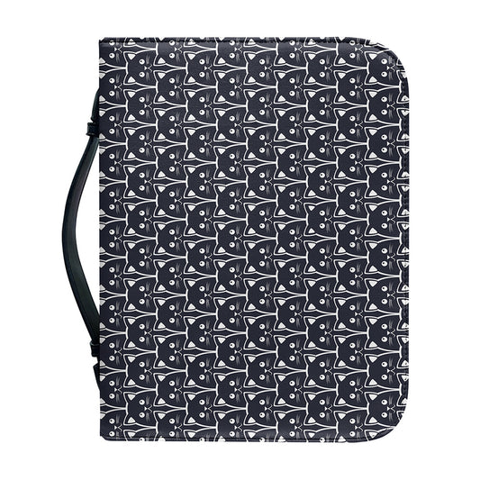 Cute Black Cat Pattern Print Leather Bible Cover