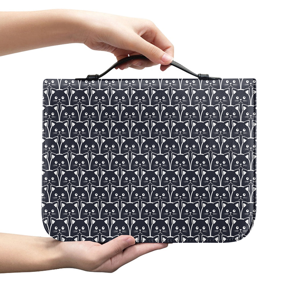 Cute Black Cat Pattern Print Leather Bible Cover