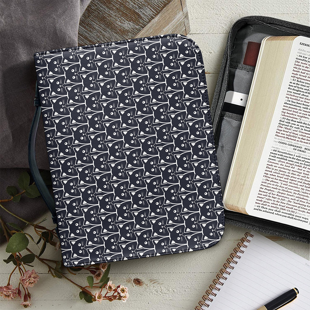 Cute Black Cat Pattern Print Leather Bible Cover