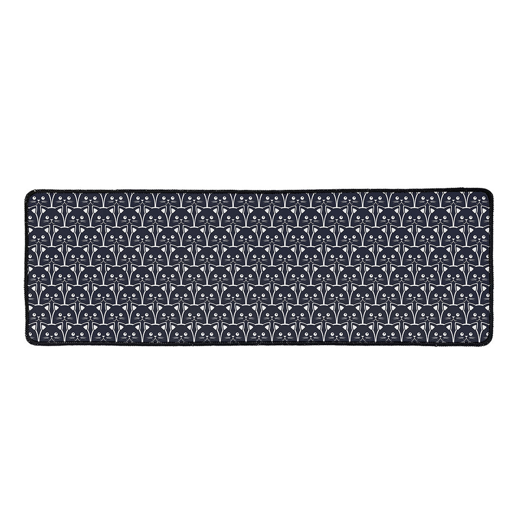 Cute Black Cat Pattern Print Long Kitchen Mat