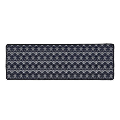 Cute Black Cat Pattern Print Long Kitchen Mat