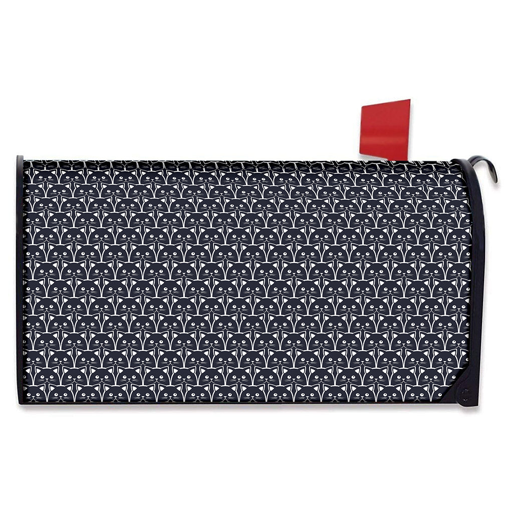 Cute Black Cat Pattern Print Mailbox Cover