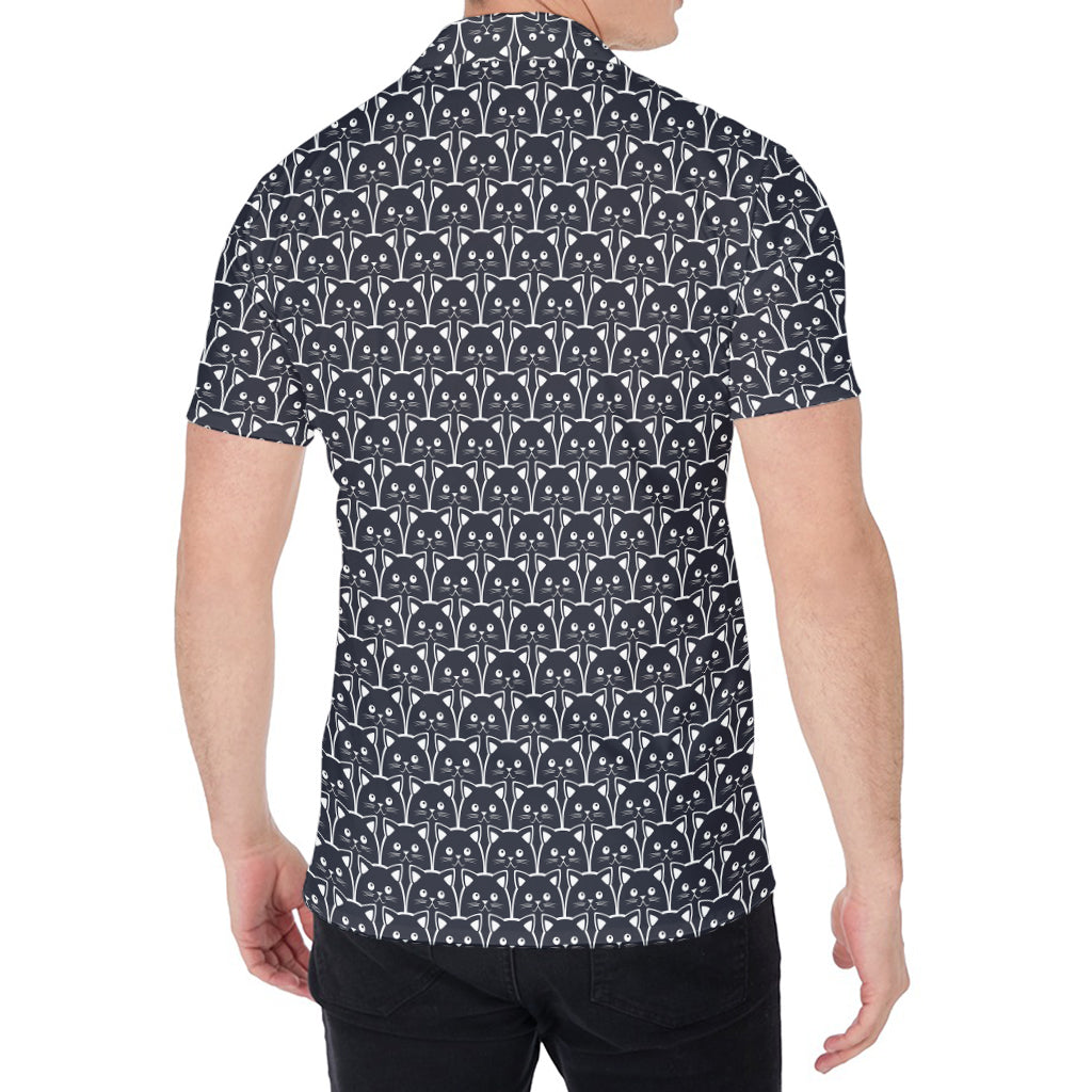 Cute Black Cat Pattern Print Men's Shirt