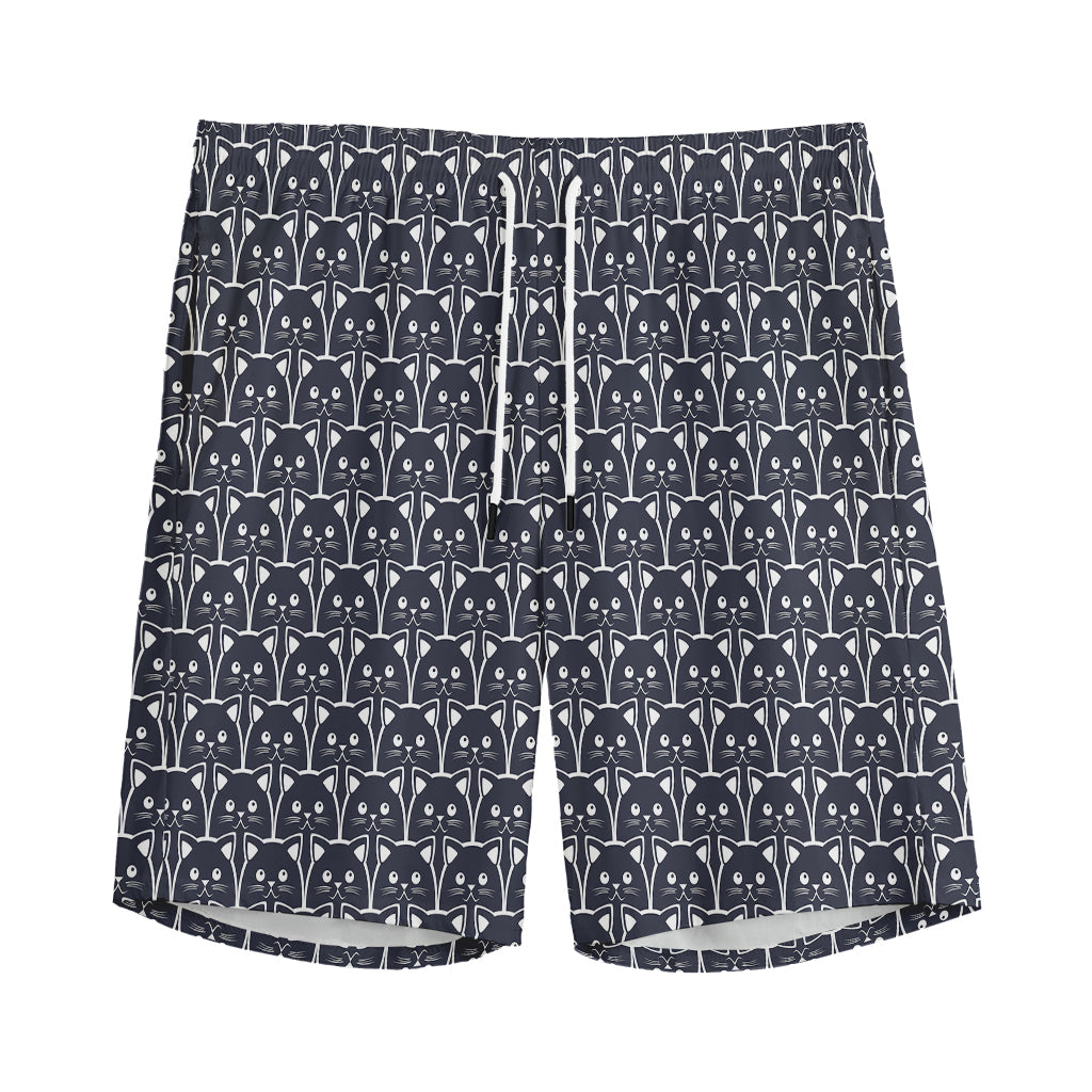 Cute Black Cat Pattern Print Men's Sports Shorts