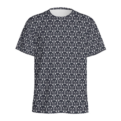 Cute Black Cat Pattern Print Men's Sports T-Shirt
