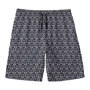 Cute Black Cat Pattern Print Men's Swim Trunks