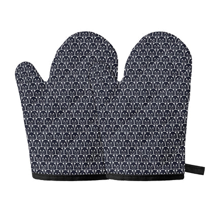 Cute Black Cat Pattern Print Oven Mitts