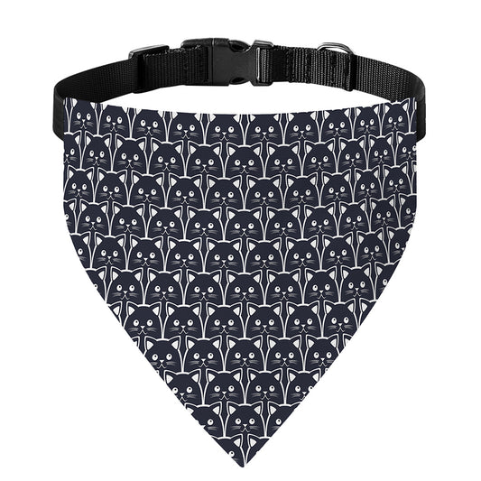 Cute Black Cat Pattern Print Over The Collar Dog Bandana
