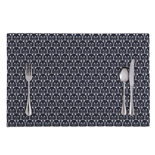 Cute Black Cat Pattern Print Placemat