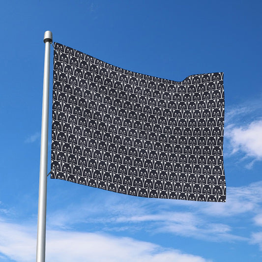 Cute Black Cat Pattern Print Polyester Flag