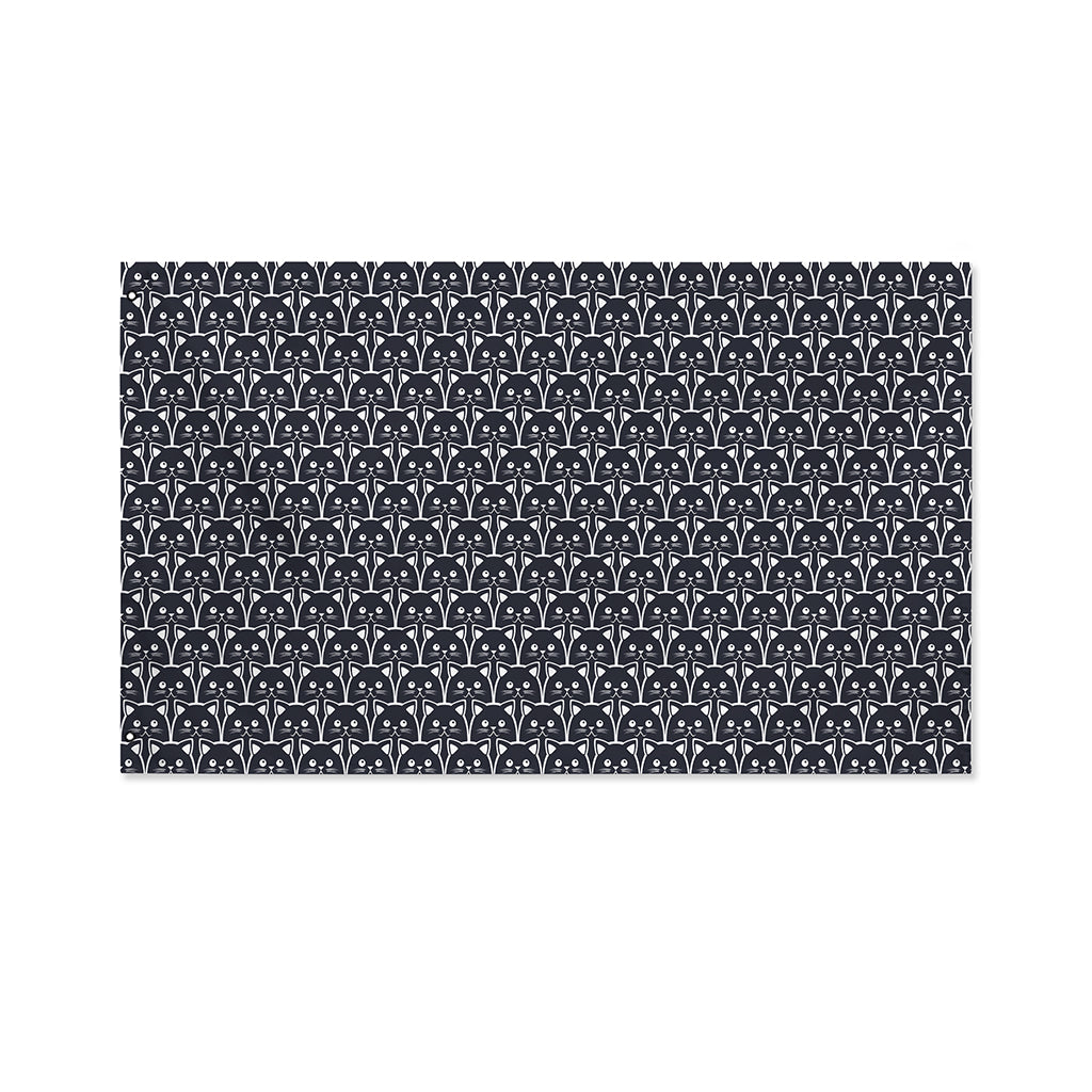 Cute Black Cat Pattern Print Polyester Flag