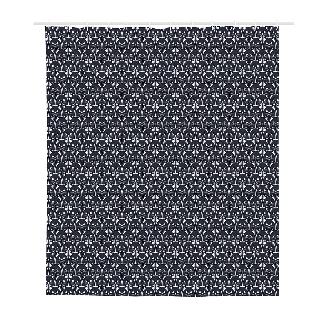Cute Black Cat Pattern Print Polyester Shower Curtain