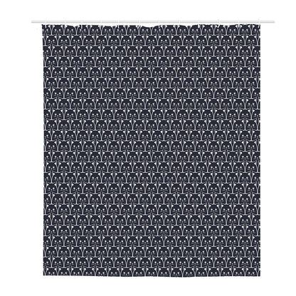 Cute Black Cat Pattern Print Polyester Shower Curtain