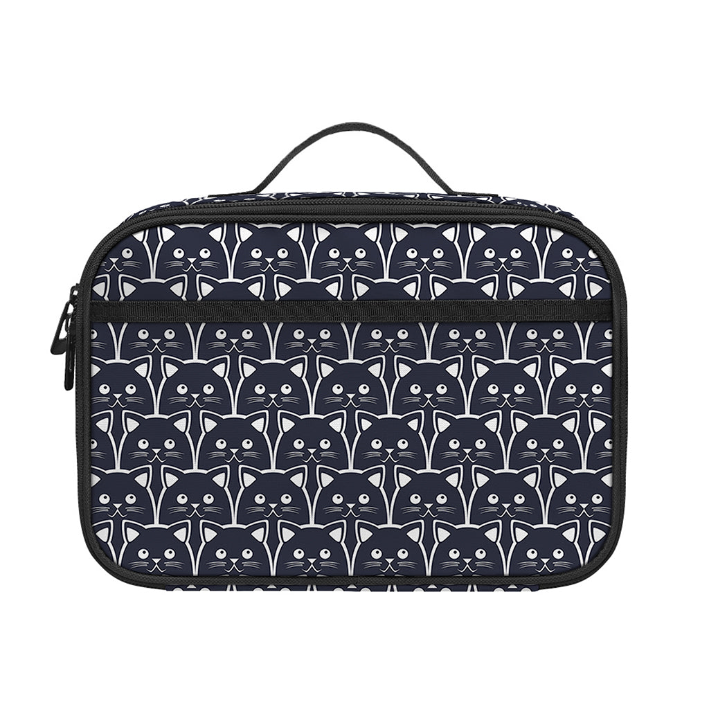 Cute Black Cat Pattern Print Portable Lunch Bag
