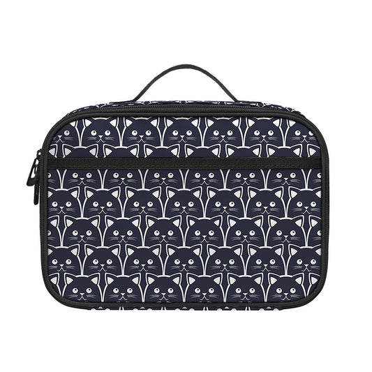 Cute Black Cat Pattern Print Portable Lunch Bag