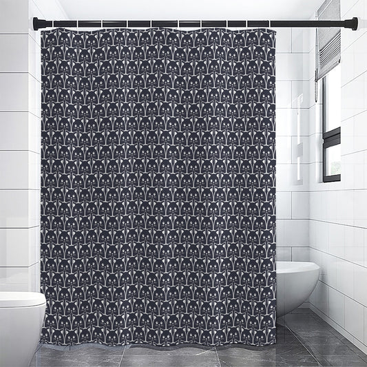 Cute Black Cat Pattern Print Premium Shower Curtain