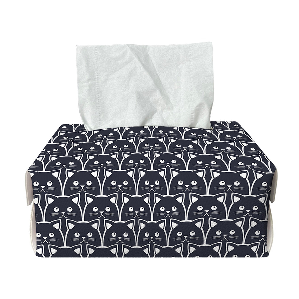 Cute Black Cat Pattern Print Rectangle Tissue Box Cover