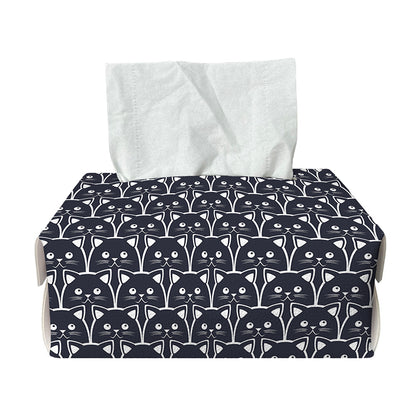 Cute Black Cat Pattern Print Rectangle Tissue Box Cover
