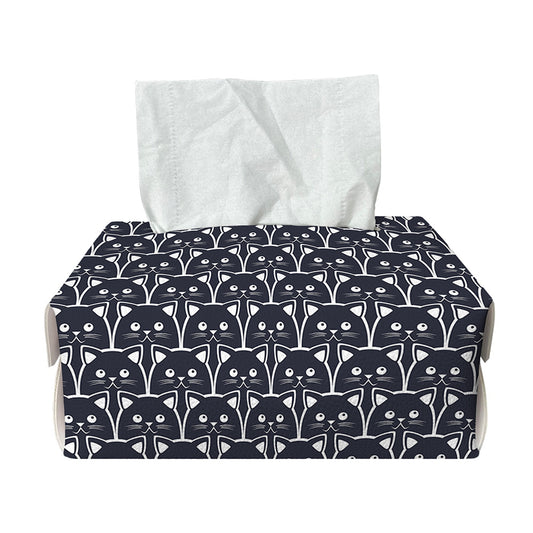 Cute Black Cat Pattern Print Rectangle Tissue Box Cover