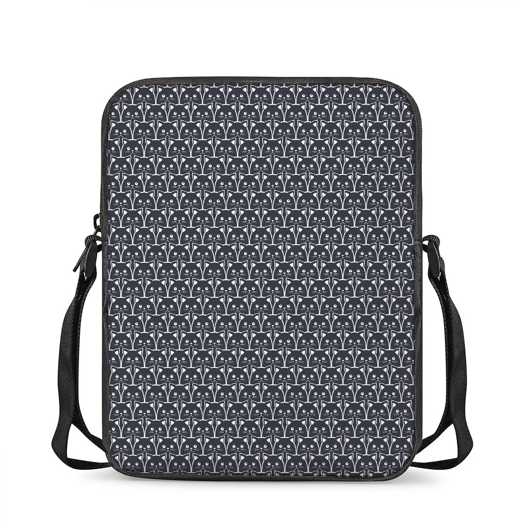 Cute Black Cat Pattern Print Rectangular Crossbody Bag