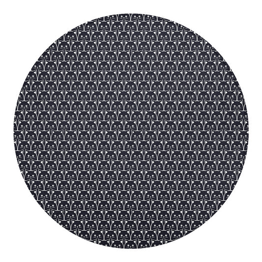 Cute Black Cat Pattern Print Round Blanket