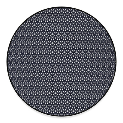 Cute Black Cat Pattern Print Round Floor Mat