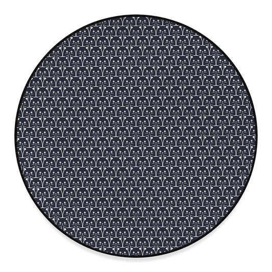 Cute Black Cat Pattern Print Round Floor Mat