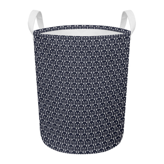 Cute Black Cat Pattern Print Round Laundry Basket