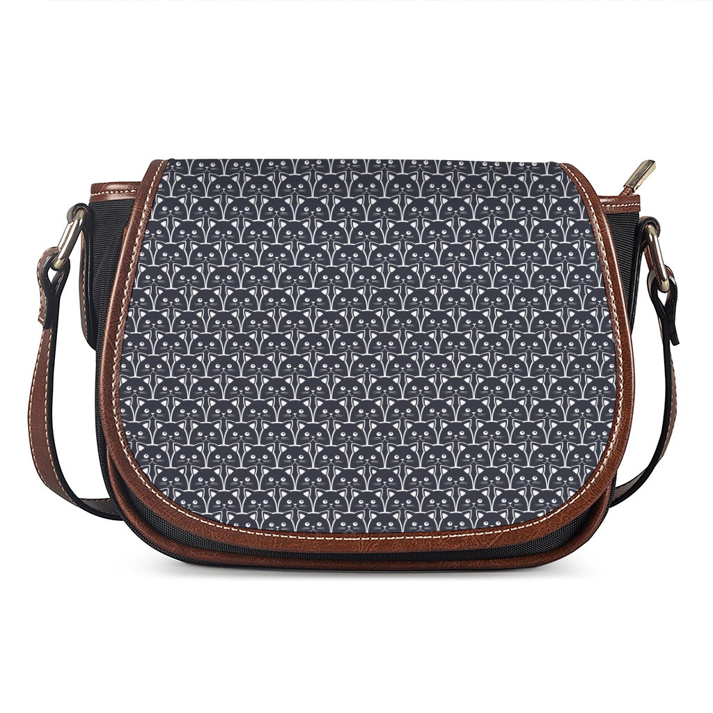 Cute Black Cat Pattern Print Saddle Bag