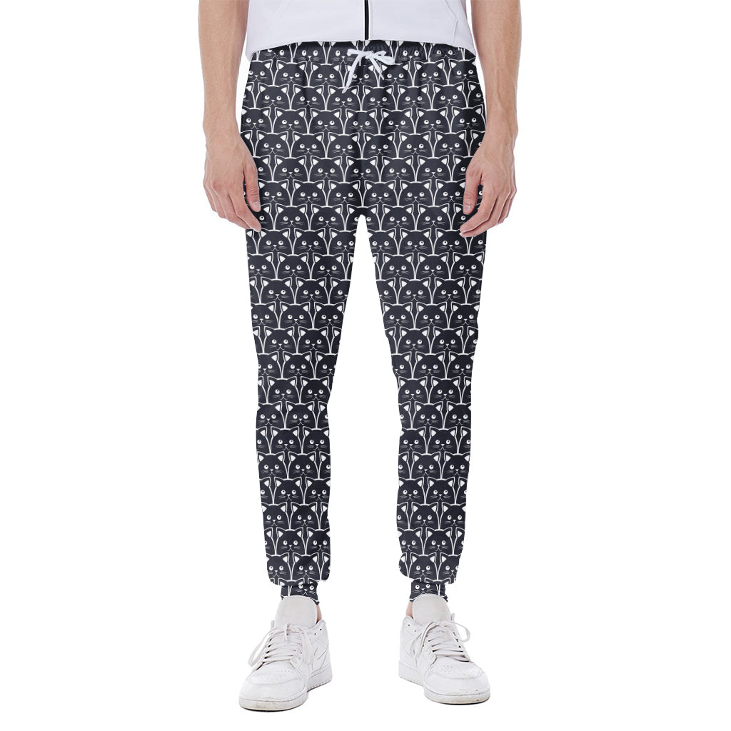 Cute Black Cat Pattern Print Scuba Joggers