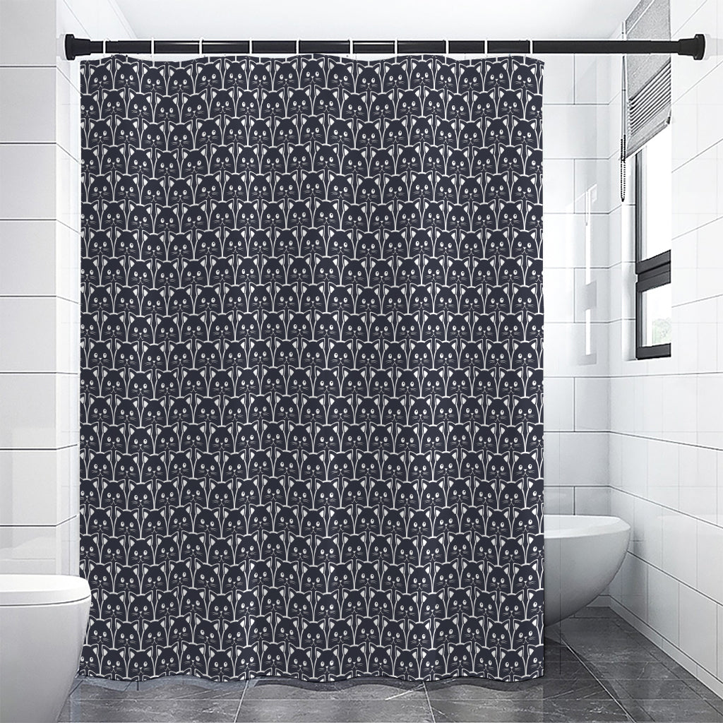 Cute Black Cat Pattern Print Shower Curtain