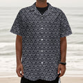 Cute Black Cat Pattern Print Textured Short Sleeve Shirt