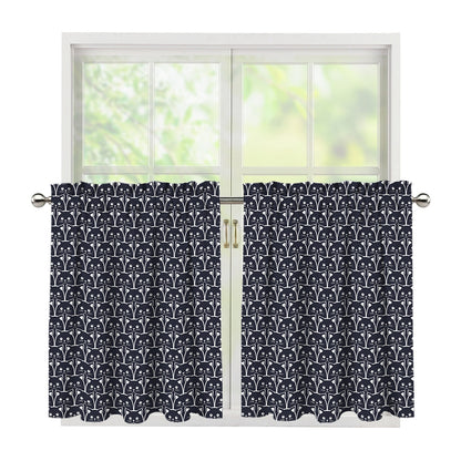 Cute Black Cat Pattern Print Tier Curtains