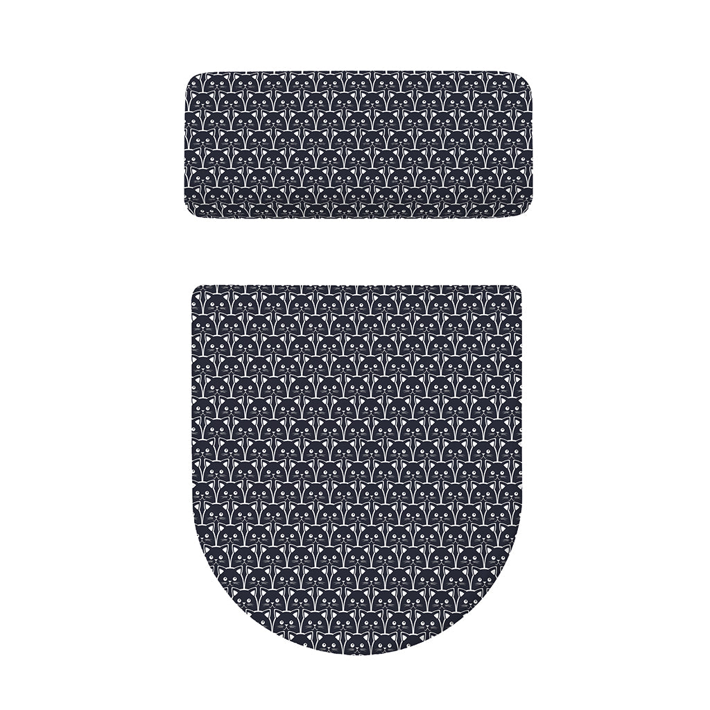 Cute Black Cat Pattern Print Toilet Lid And Tank Cover Set
