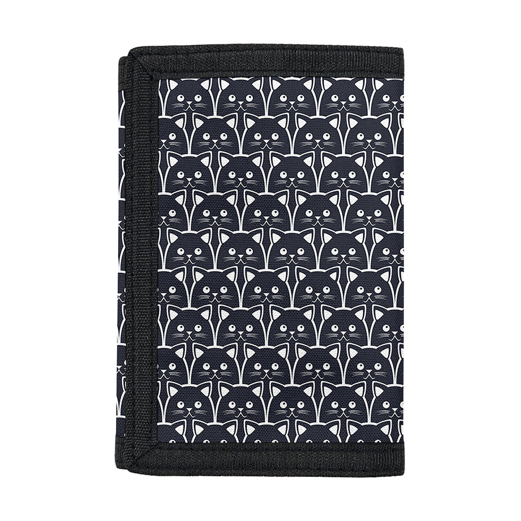 Cute Black Cat Pattern Print Trifold Wallet